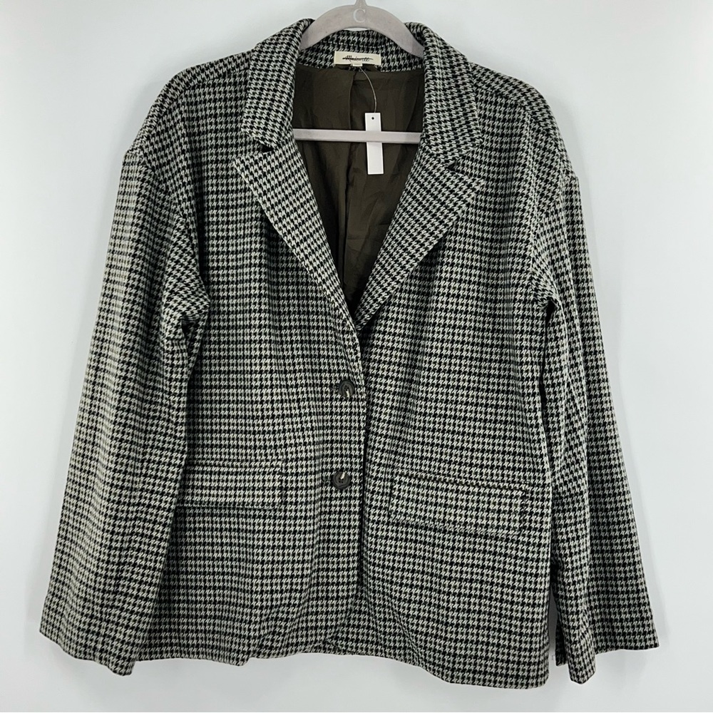 Madewell NWT Oversized Knit Blazer in Houndstooth True Black size Medium - Picture 3 of 10